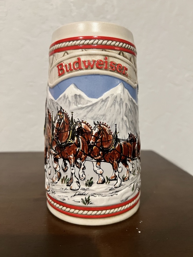 Vintage 1985 Budweiser Clydesdales Beer Stein Mug Made for Anheuser-Busch